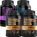Med CHOICE Turmeric & Ginger (240ct), Sleep Melatonin (90ct) og Nootropic Brain (60ct) Supplement Bundle - Velvære Trio for hjernen, søvn, og immunstøtte - Vegansk, ikke-GMO, Glutenfri