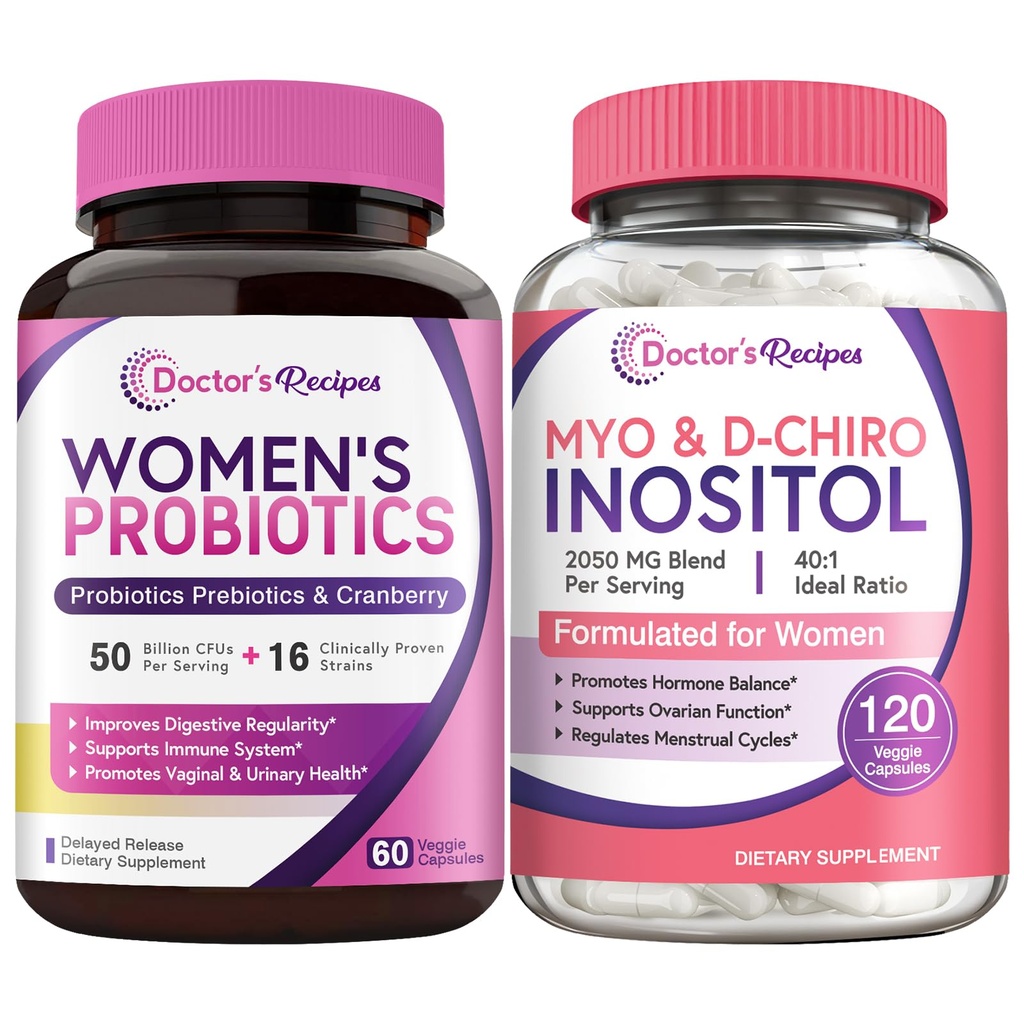 Legens oppskrifter Women's Probiotics and Inositol Bundle - Gut, Vaginal, urin og reproduktiv helse for kvinner