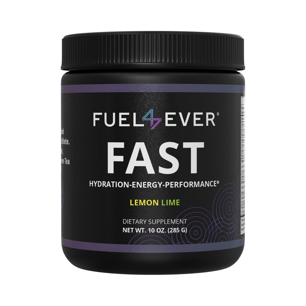 Drivstoff 4 Ever Fasting Electrolyte pulver | med kreatin, essensielle aminosyrer og grønn te ekstrakt | Ingen sukker, ingen kunstige søtningsmidler eller ingredienser | Lemon Lime Flavor 30 serveringer