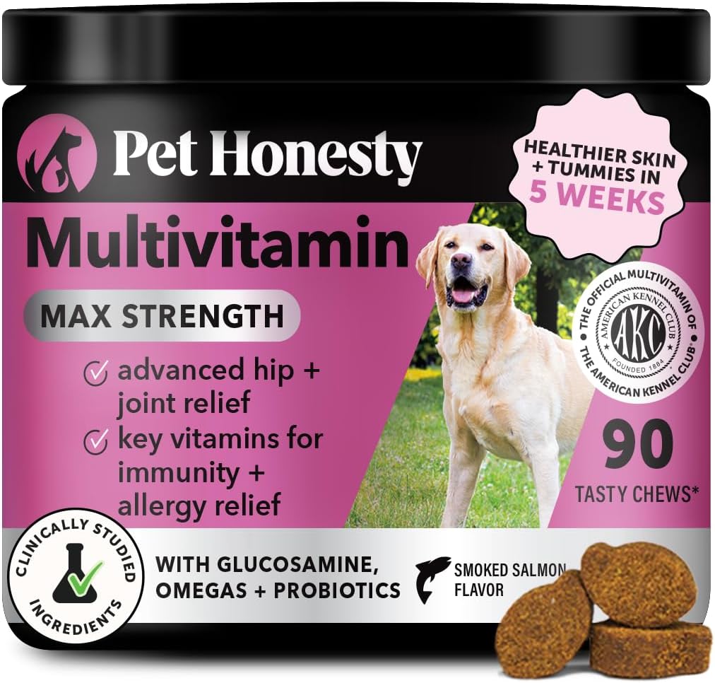 Hunde Multivitamin Maks styrke - 15 i 1 vitaminer for helse og hjerte - essensielle fiskeolje, glukosamin, probiotika, Omega fiskolje - Multivitaminer Kosttilskudd for hud og coat