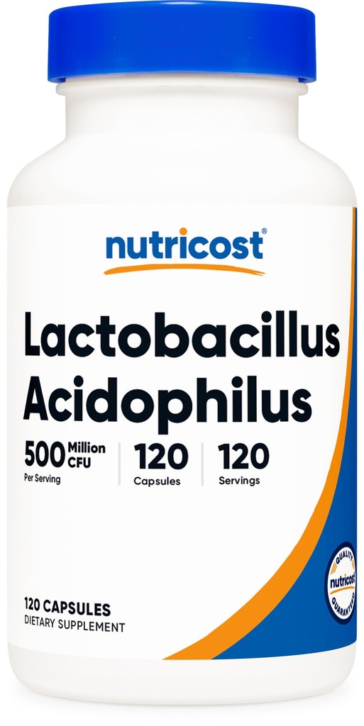 Nutricost Lactobacillus Acidophilus 500 millioner CFU Per servering (120 kapsler)