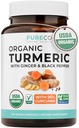 Organic ginger svart pepper Supplement - høy potens organisk gurkemeie curcumin kapsler med Ginger og svart pepper for forbedrede fordeler og absorpsjon - Vegan & ikke-GMO (2 måneders forsyning)