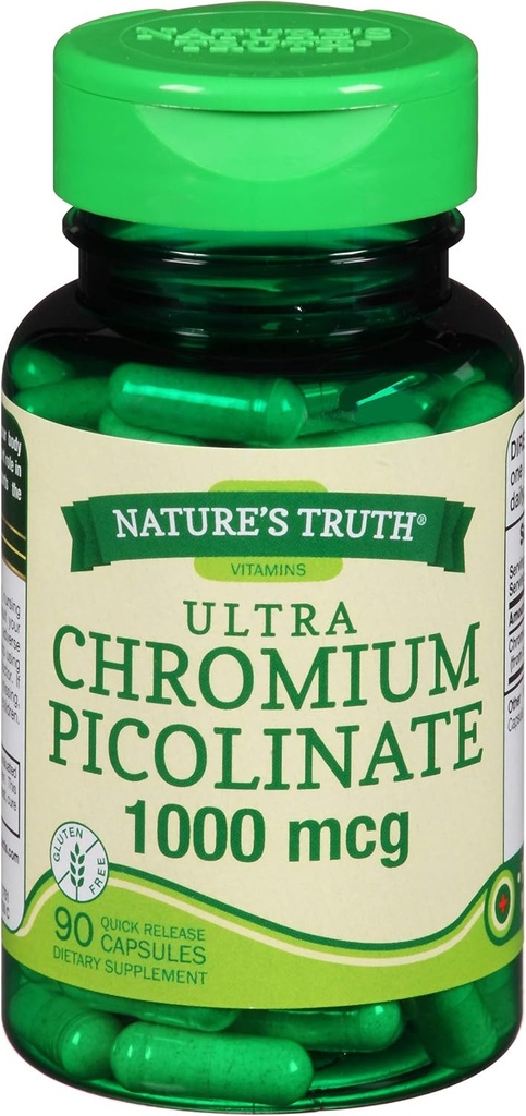 Naturens sannhet ultrakrom Picolinat 1000 mhg Quick Release Kapsler - 90 ct, Pakke med 2