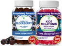 Lunakai Adult Elderberry og Kids Melatonin Gummies Bundle - Immun støtte med sink og vitamin C for voksne og barn - Ikke-GMO, Vegan, Glutenfri naturlig søvn Gummy