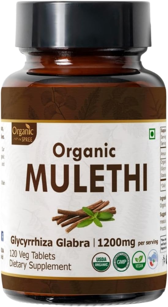 Mulethi 120 Tabletter – USDA Organic Licorise Root – Støtter Digestiv helse og immunitet*