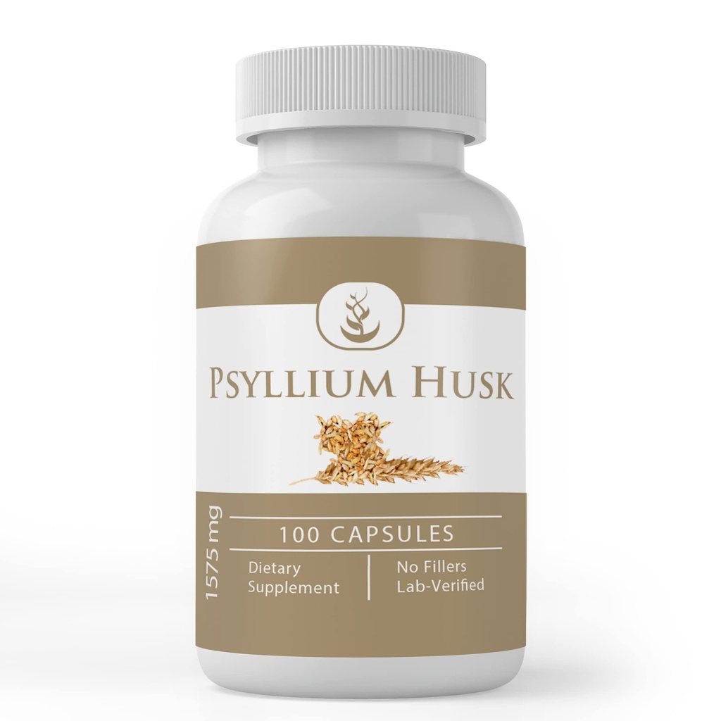 Pure Original ingredienser Psyllium Husk Kapsler (100 kapsler) Fiber pulver Supplement, ingen tilsetningsmidler eller fyllstoffer, Lab verifisert