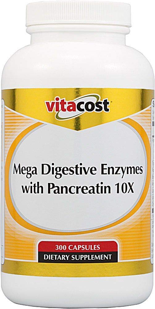Vitacost Mega Digestive Enzymes med Pancreatin 10X - 300 Kapsler