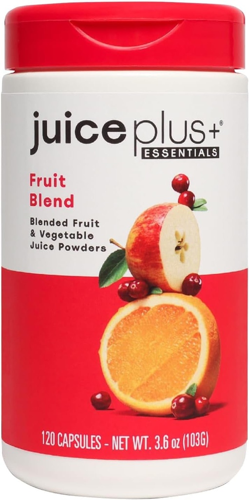 JuicePlus + Frukt blanding: Plantebasert hele mattilskudd med Apple, fersken, tranebær, og mer! - Vegan, Glutenfri, Ikke-GMO, Kosher - pakket med plantebasert vitaminer - 1 flaske (60 serveringer)