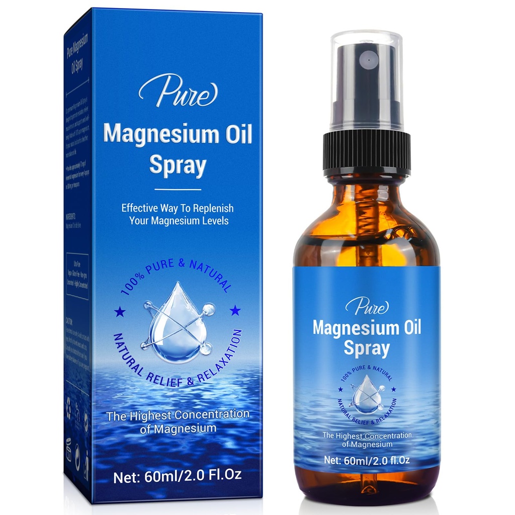 Magnesium Olje Spray-100% Økologisk Naturlig Magnesium Spray-Nourish Hud-Easy å absorbere og bruk-Glass Flaske 2 fl oz
