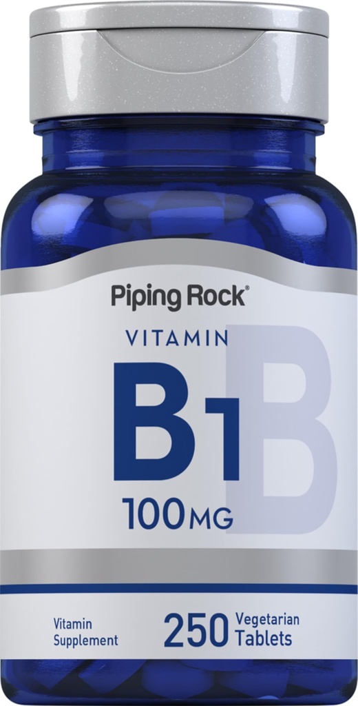 Piping Rock Vitamin B1 100mg 250 tabletter | Thiamin Supplement | Vegetarisk, ikke-GMO, Glutenfri