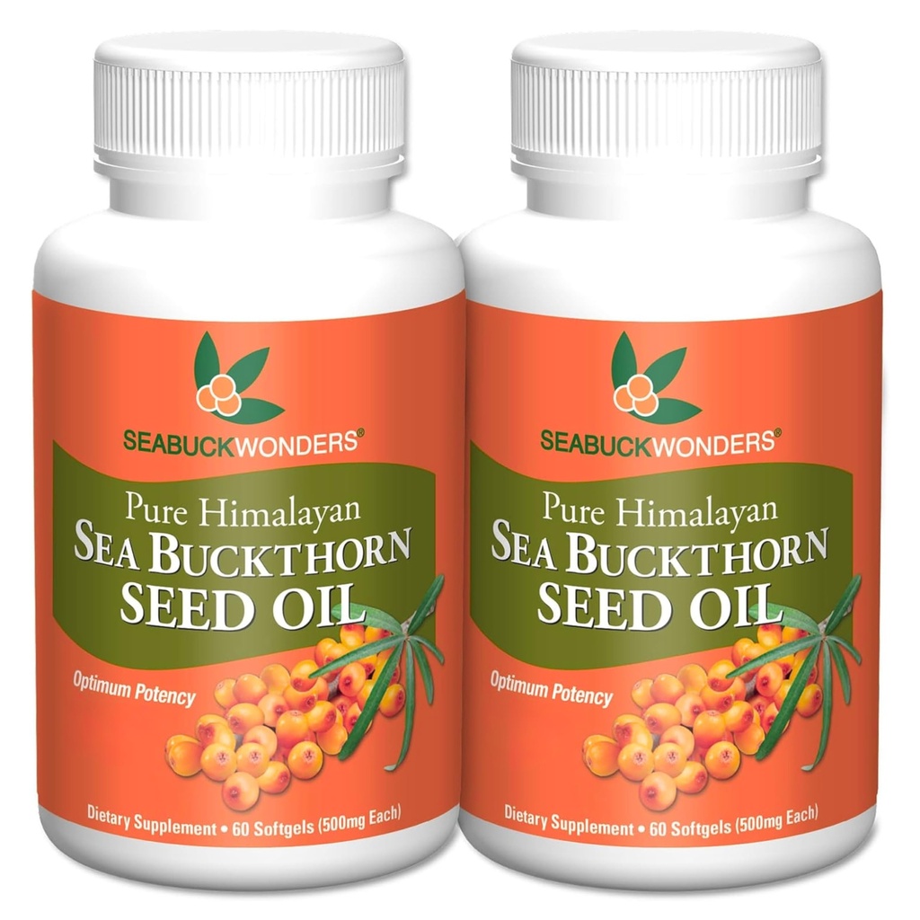 SEABUCKWONDERS Sea Buckthorn Seed Oil, laget med organiske sjøen Buckthorn, 60 greve softgels (pakke med 2)