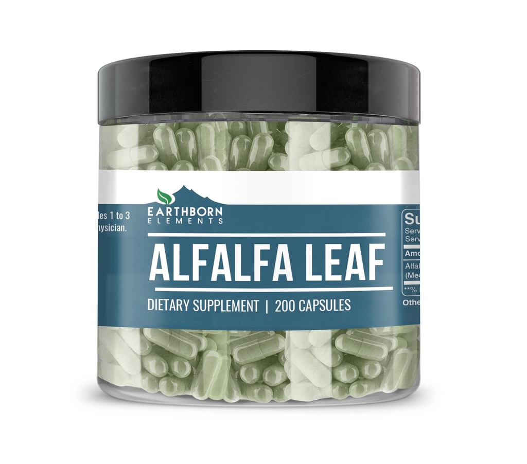 Earthborn Elements Alfafa Leaf 200 kapsler, ren og ufortynnet, ingen additiver