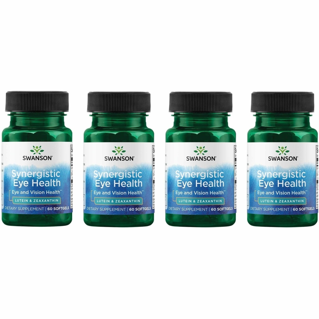 Swanson Lutein & Zeaxanthin Synergistisk Eye Health Vision Retina Macula Supplement (Lutein 20 mg & OmniXan Zeaxanthin 2 mg) 60 Softgels Sgels (4 Pack)