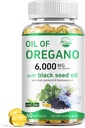Naturens levende olje av Oregano med svart frøolje, 2 i 1 Oregano Supplement for immunhelse, beholder høy konsentrert karvacrol & tymoquinon, ikke-GMO, 60 Softgels, 1 pakke