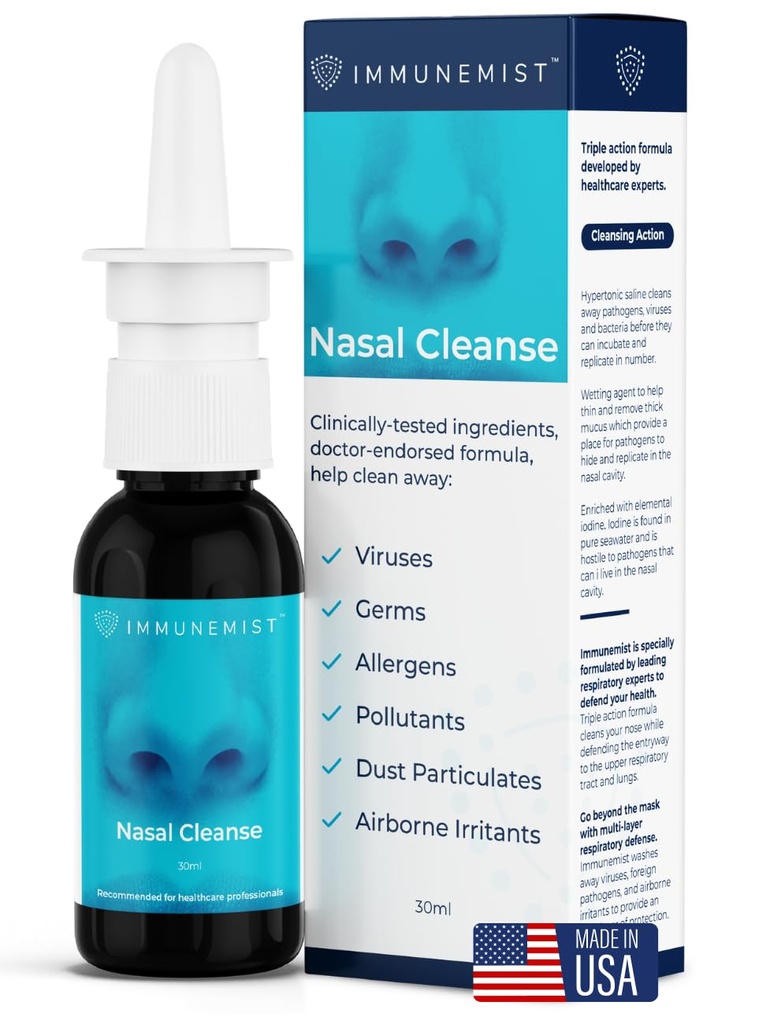 Nasal Cleanse - Doktor Anbefalt Anti Viral Nasal Iodine Spray renseflaske opp til 250 doser - Nasal Spray for velvære - laget i USA