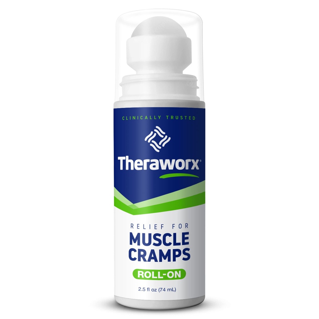 Theraworx Relief for Muscle Cramps Roll-On Fast-Active Muscle Spasm, Ben Soreness med Magnesium Sulfat - 2,5 oz - 1 greve