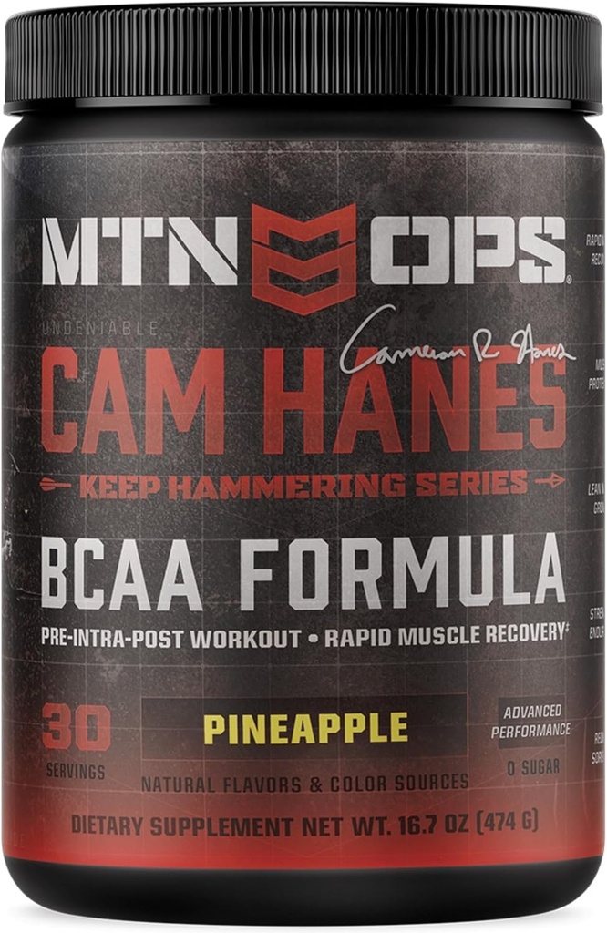 MTN OPS Cameron Hanes BCAA pulver holde Hammering Series, 2:1:1 Aminosyrer Supplement pulver for rask muskel gjenoppretting og reparasjon med null sukker og glutenfri - 30-Serving Tub