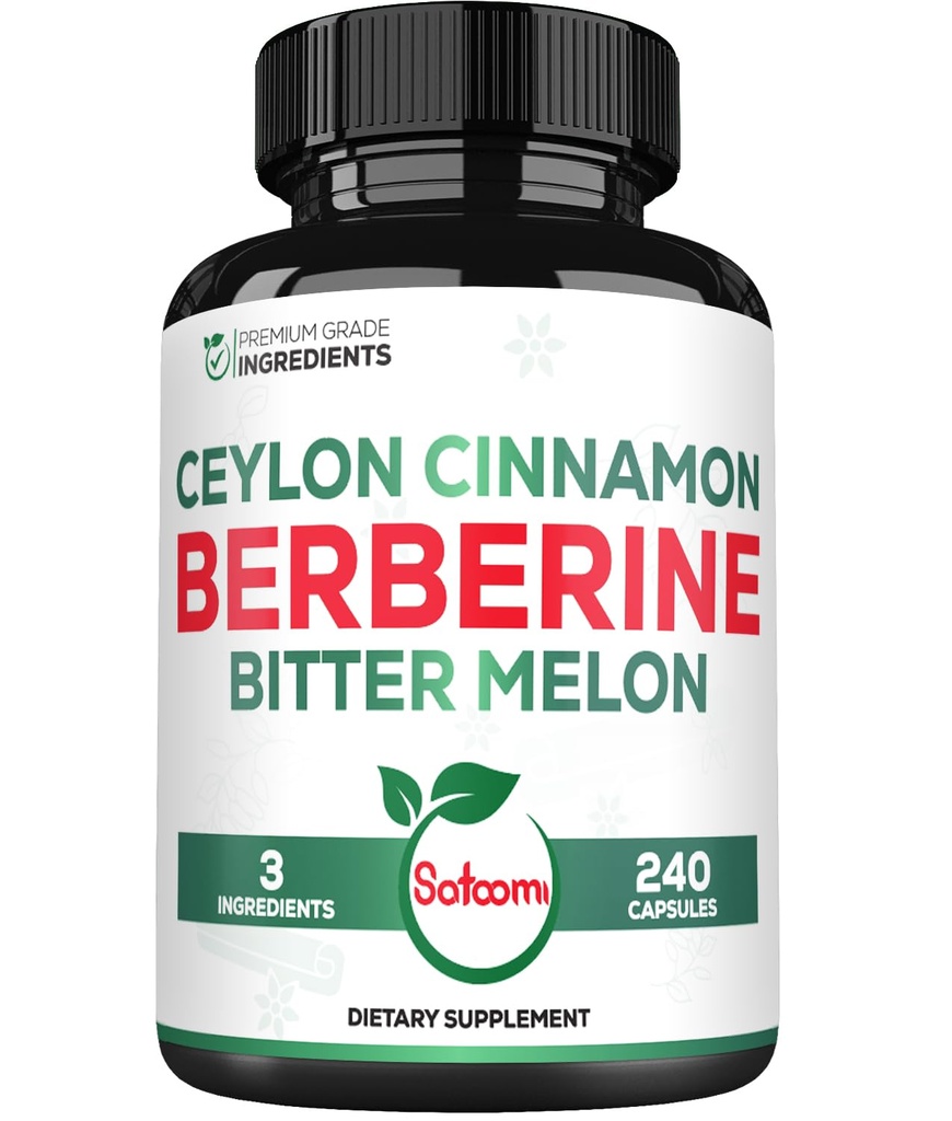Berberine 1500mg Supplement med organisk ceylon kanel Bark & Bitter Melon - 240 Vegan Capsules for 80 serveringer - immunsystem, hjerte helse, kroppsadministrasjon og digestionsstøtte