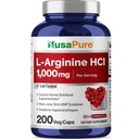 NusaPure L-arginin 1000 mg 200 Veggie Capsules (Non-GMO, Vegetarisk, Vegan)