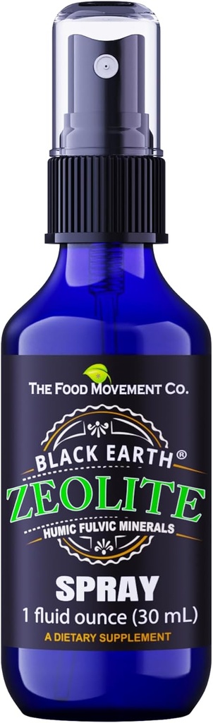 Svart jord Zeolit med Humic Fulvic Acids, Trace Minerals, for voksne og barn støtter gut helse, immun støtte, dialyse og eliminasjon og mer 1oz flytende pumpe Spray Supplement