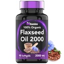 Tnvitaminer Økologisk Flaksfrø Olje Softgels: 2000 mg - 90 Softgels | Høy i Omega-3 Fatty Acids | Flaksfrø Olje Supplement for kvinner og menn