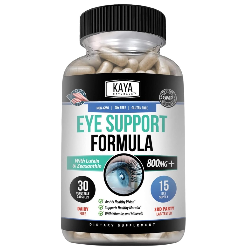 Kaya Naturals Eye Health Supplement, Lutein og Zeaxanthin, Visjon helse, Eye Strain støtte 800 mg vitamin Supplement 30 kapsler