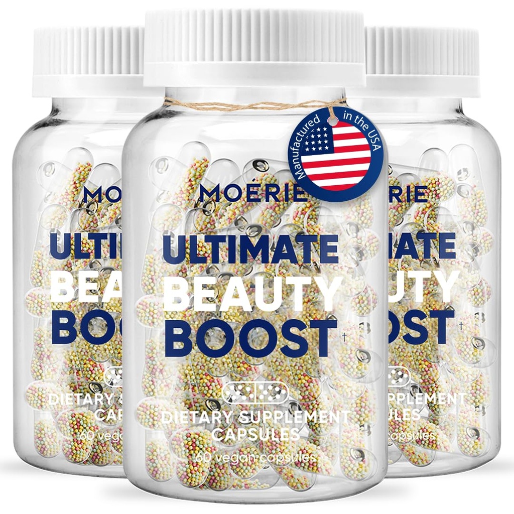 Moerie hårvekst Supplement for kvinner og menn - Hårhud og negler Vitaminer med Biotin, Q10 & Mineraler - For tykkere, Fullere hår og hår tap behandling - Avansert perleleveringssystem - 180 piller