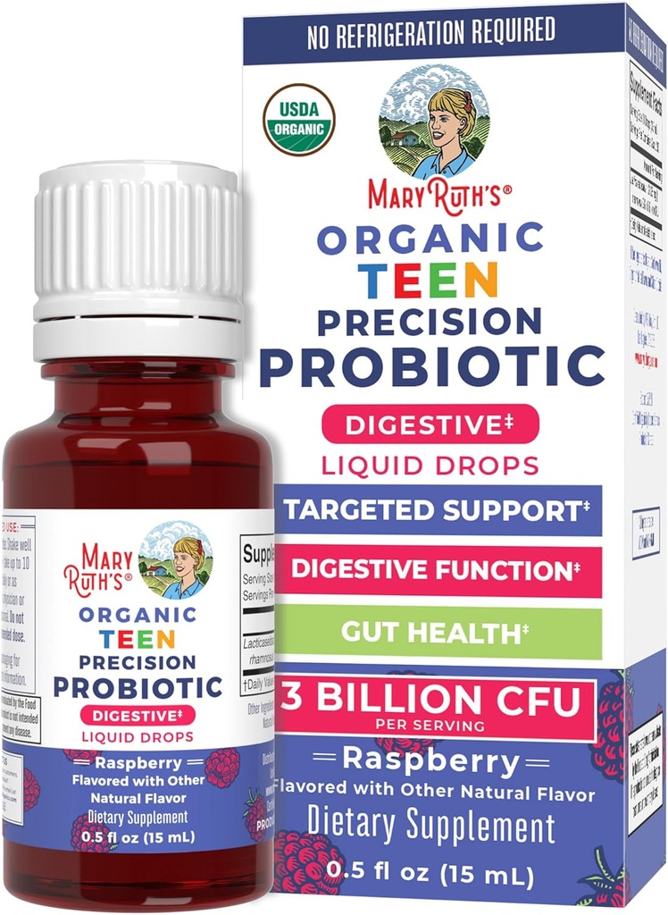 MaryRuth Organics USDA organiske flytende probiotiske dråper for tenåringer | Gut helse | Digestive helse | Avslappende Discomfort | Samlet helse og velvære | Ikke GMO | Vegansk | 30 Services