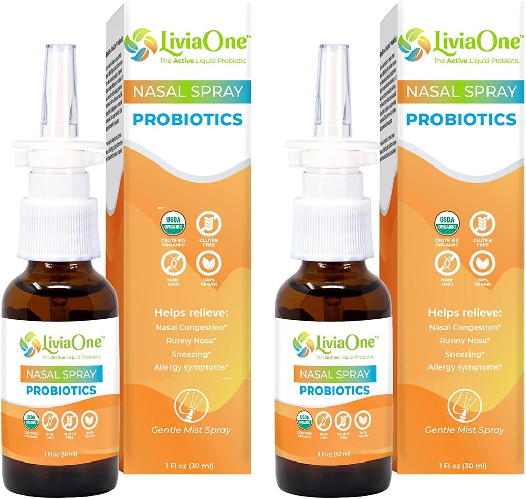 LiviaOne Nasal Spray, All-Naturlig Plant Basert Probiotic Sinus Spray 1 Fl Oz (Pack of 2)
