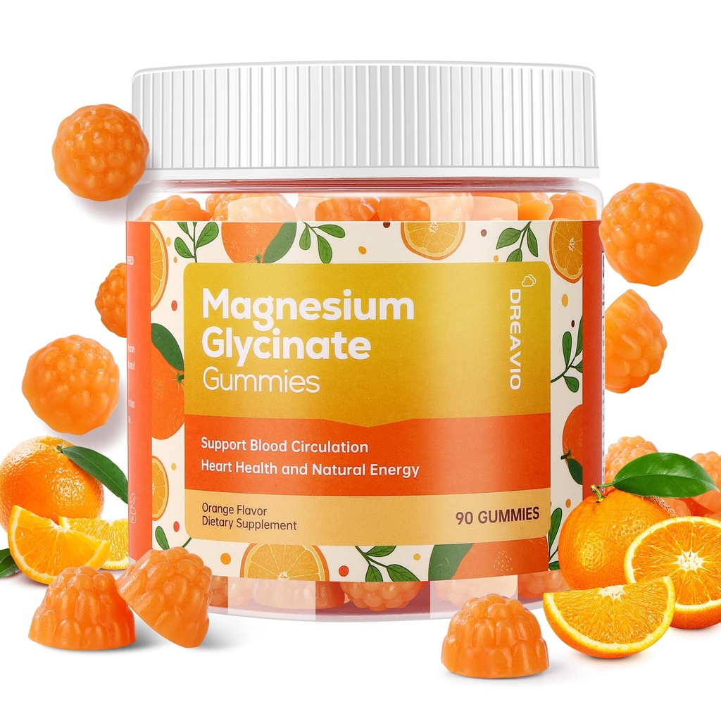 90 greve Magnesium Glycinat Gummies 400mg w/Ashwagandha Supplement - sukker gratis sink magnesium Glycinat Supplement Ashwagandha Gummies for voksne Orange Flavor