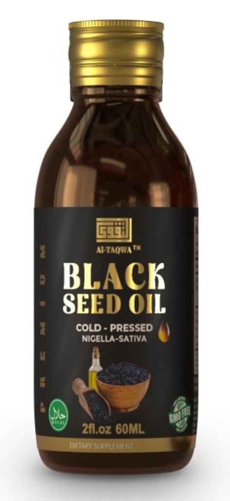 Svartfrøolje, ren jomfru svart cuminfrøolje (Nigella Sativa) Kalonji, kald presset, uraffinert, Tymoquinon, Vegansk Vennlig, Ikke GMO, flytende 60ml