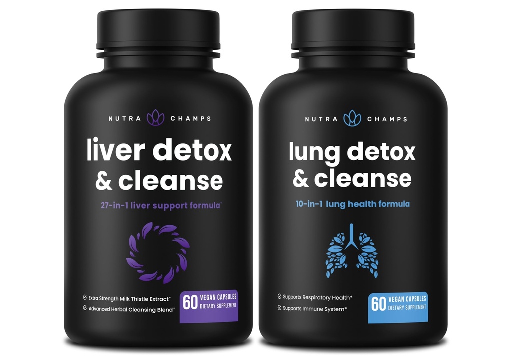 NutraChamps Liver Cleanse Capsules og Lung Cleanse Capsules 2 Pack Bundle