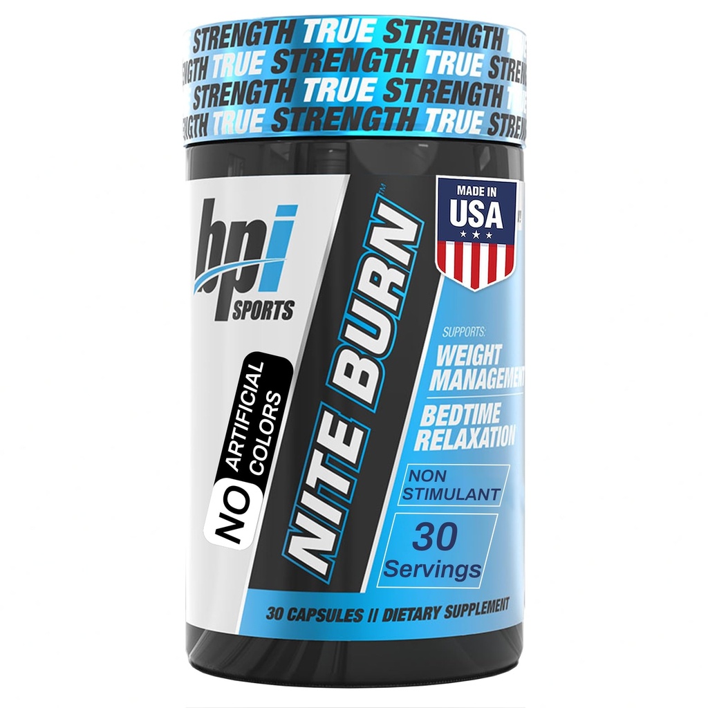 BPI Sports Nite brenne – natttid fettforbrenner og søvnstøtte – Keto-vennlig – vekttap, brenne fett, avslapping, økt metabolisme – 30 porsjoner – 640mg