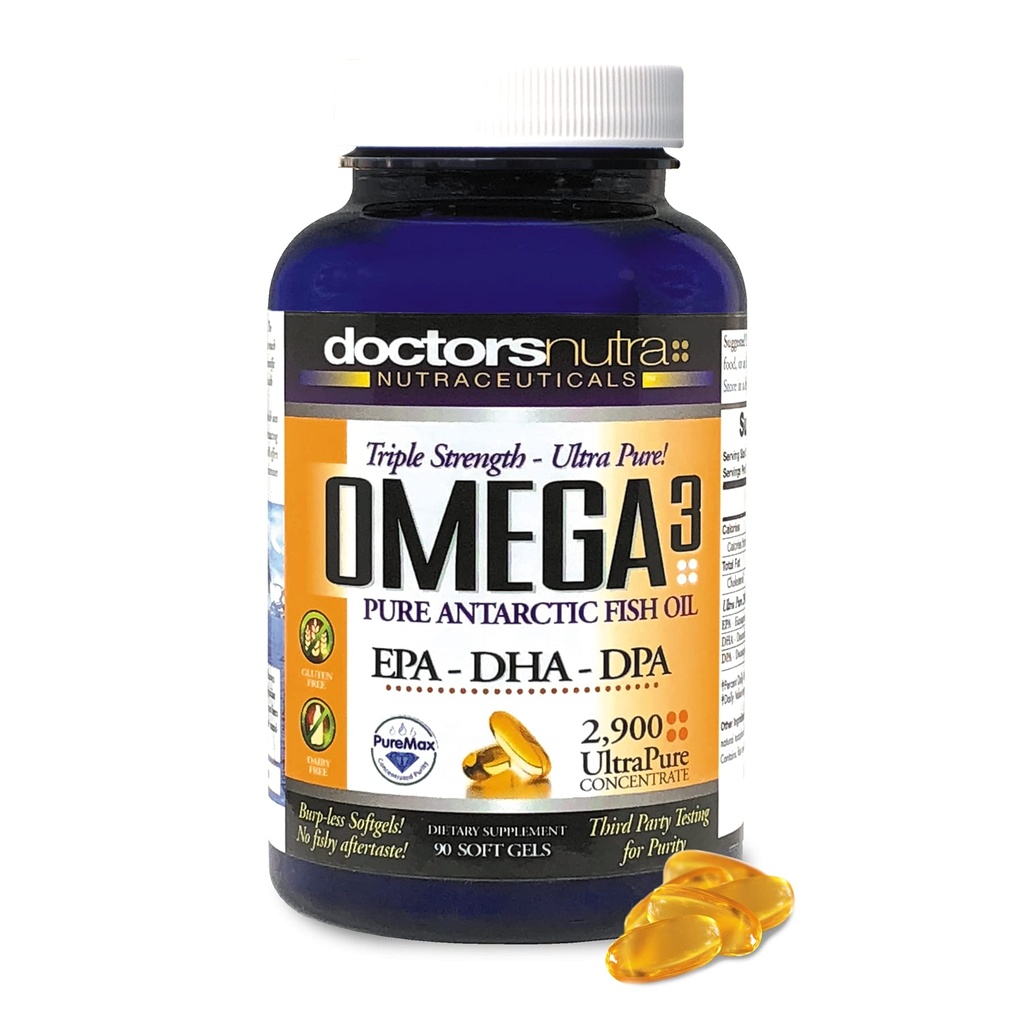 Omega 3 DPA Fish Oil 2.900 Milligrams Triple Styrke Ultra ren konsentrert, EPA-DPA-DHA, SoftGels - 30 Tjenester