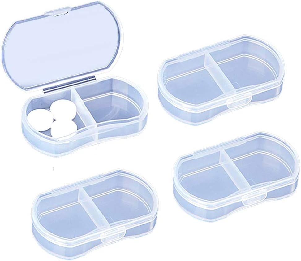 4PCS Pill saken for å kjøpe små piller Organizer bærbar reise daglige piller beholdere AM & PM mini pille boks vitamin, fiskeolje, kosttilskudd holder