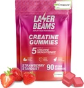 Kreatin Monohydrat Gummies - 5g Kreapure Kreatin per Serving - Vegan - Boost Muscle Styrke, Endurance, Recovery & Mental Focus - 90 Gummies, Glutenfri (Strawberry)