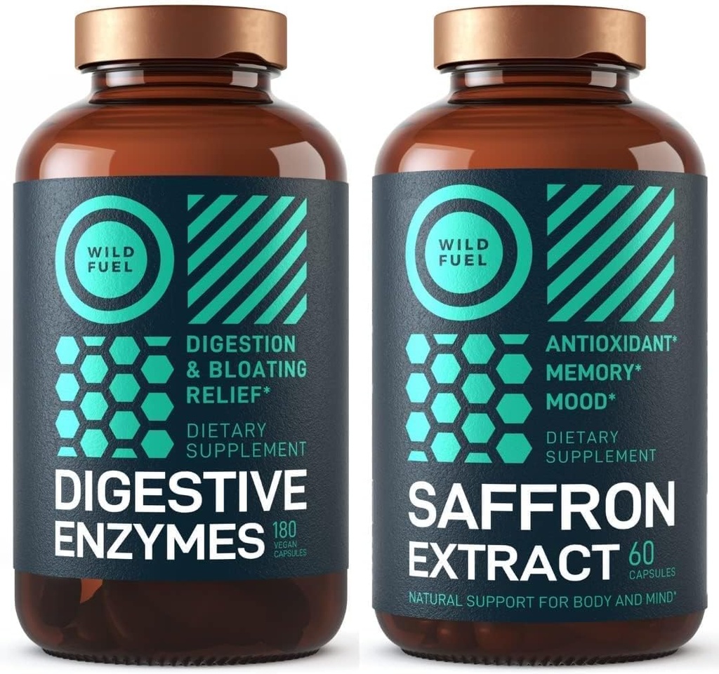 WILD FUEL Digestive Enzymer og Saffron Extract Kapsler Diett Bundle