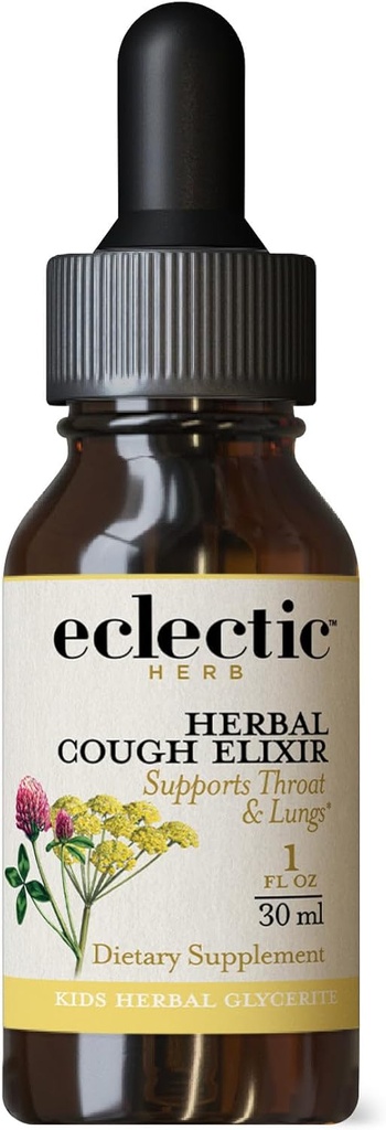 Eklektisk institutt Kids, Herbal Cough Elixir, Svart Cherry Flavored | Ikke-GMO, Glutenfri | 1 fl oz (30 ml)