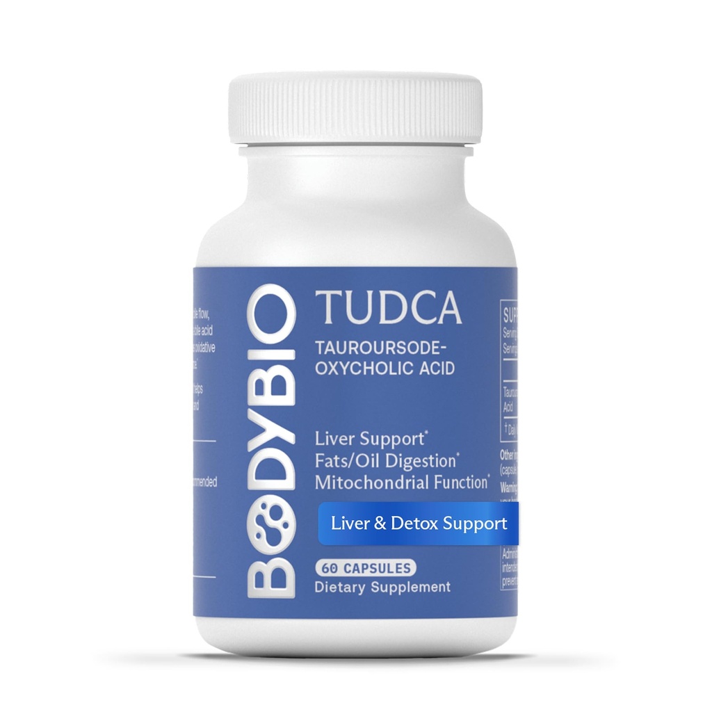 BodyBio TUDCA - ren Tauroursodeoxykolsyre Supplement - støtte Bile Flow, fettmetabolisme og lever detox