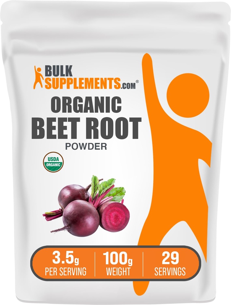 BulkSupplements.com Økologisk Beet Root Powder - Superfood Supplement, Beet Root Supplements - Vegansk & Glutenfri, 3,5 g per servering, 100g (3,5 oz) (Pack of 1)