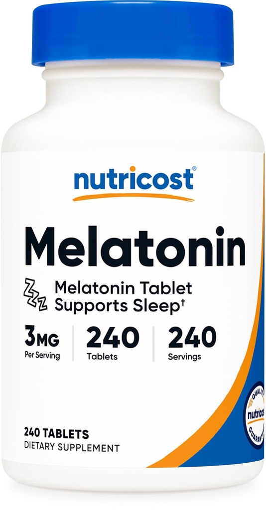 Nutricost Melatonin 3mg, 240 tabletter - 3mg Per Serving, Ikke-GMO, Glutenfri