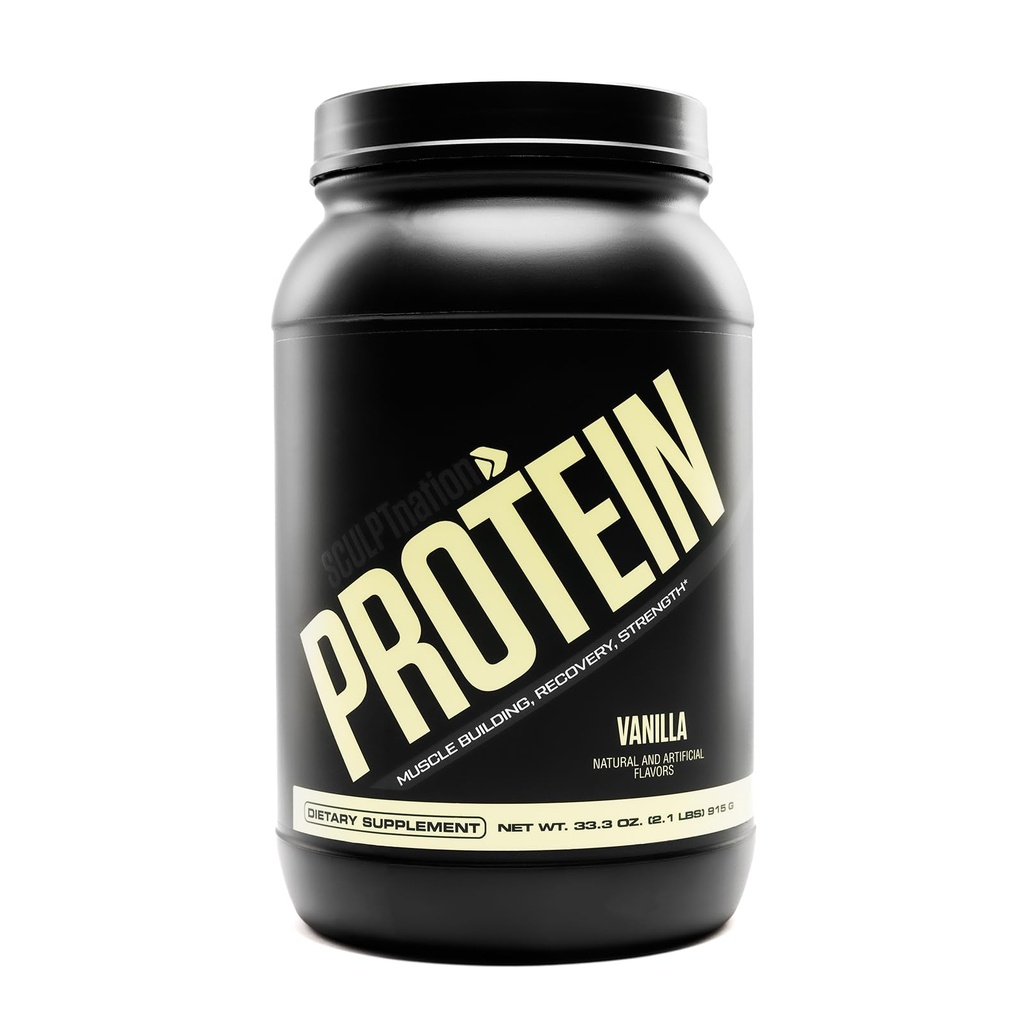 Sculpt Nation av V Shred Protein Powder (Vanilla) - Premium Whey Protein Powder Vanilla og BCAA for å støtte muskelbygging og gjenoppretting - 30 Services