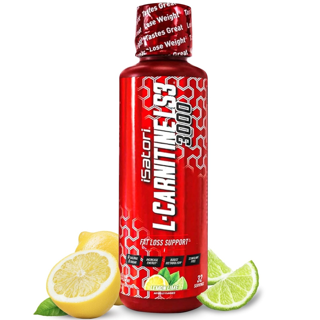 iSaturi L-karnitin LS3 3000, trippel-blend flytende L karnitin Supplement, med Acetyl & Tartrat, Stimulant fri energi, lav kalorier, sukker eller gluten, keto-vennlig, sitron lime (32 serveringer)