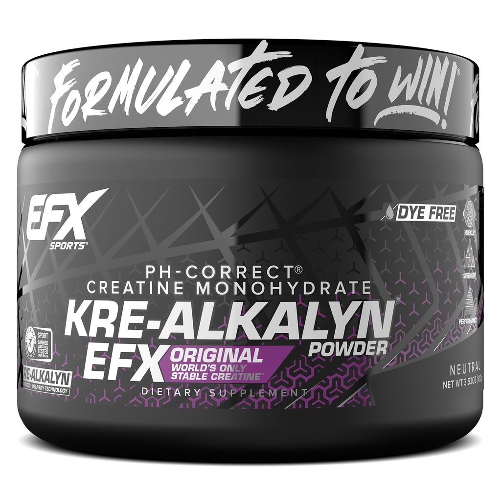 EFX Sports Kre-Alkalyn EFX Powder ® pH Korrekt Kreatin Monohydrat Powder Supplement ® Styrke, Muskelvekst og ytelse ® 66 Serveringer (uovertruffen)