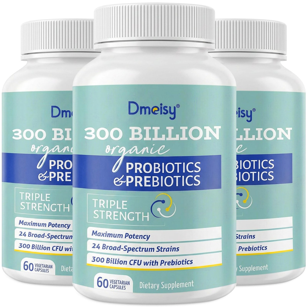 Probiotika for kvinner og menn, 300 milliarder CFU 24 Strains Probiotika + 15 organiske urter Prebiotika Blanding, hyllestabile Gut Health Supplement for Digestive Immun & Helbredelse helse, 6 måneders forsyning