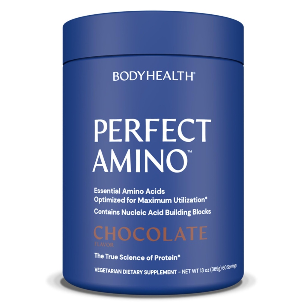 BodyHealth PerfectAmino pulver - BCAA og EAA pulver for pre og post trening - Amino syre energi drikke for menn og kvinner å støtte lean muskel og gjenoppretting - sjokolade - 60 serveringer