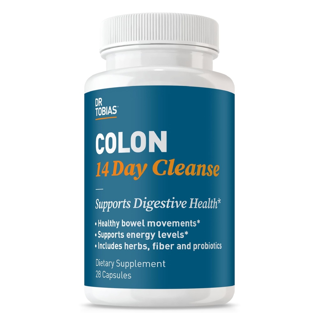 Dr. Tobias Colon Cleanse - Helsehjelp og Gut helsestøtte for kvinner og menn | 14 dagers Colon Cleanser for en Gentle Colon Detox & Gut Flush - 28 kapsler (1-2 daglig)