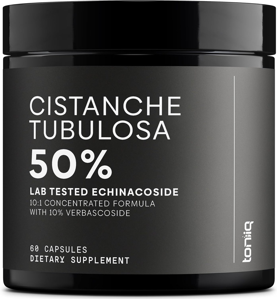 Cistanche Tubulosa ekstrakt - Ultra høy styrke 10:1 ekstrakt med 50% Echinacoside & 10% Verbascoside - høy konsentrert - tredjeparts lab testet - 60 kapsler