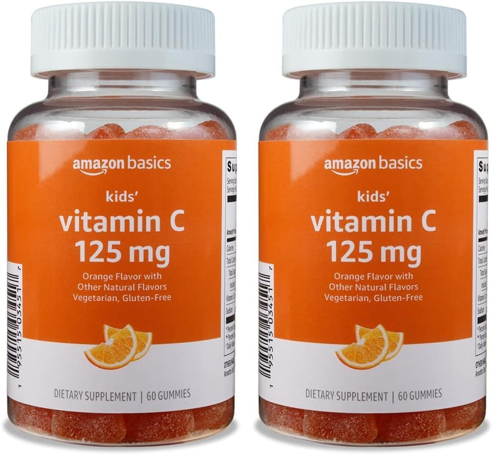 Grunnleggende barnevitamin C 125mg Gummies, oransje, 60 greve, immun helse, 2 måneders forsyning (tidligere Solimo) (pakke på 2)